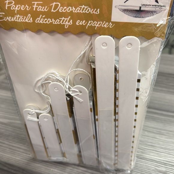 Paper Fan Decorations gold and white 6 included all new - Picture 2 of 2